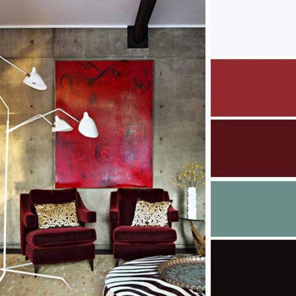 Бордовый цвет: сочетание с другими цветами в интерьере, кухня и спальня бордового оттенка