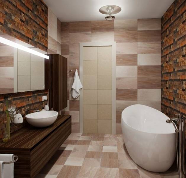 Коричневая ванная комната: варианты оформления дизайна