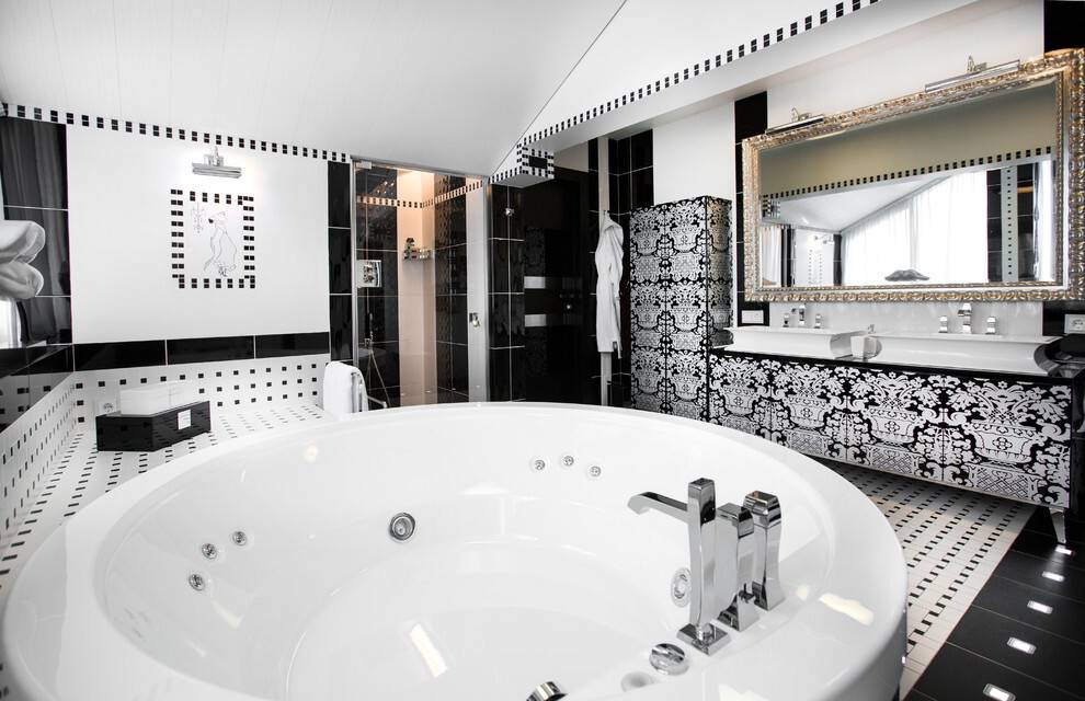 Черный дизайн ванной комнаты — лучшие идеи применения в интерьере и оригинальные сочетания форм и размеров (115 фото)