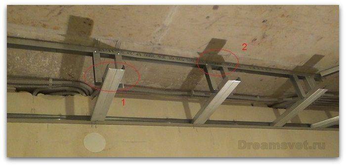 Монтаж короба из гипсокартона на потолке под натяжной потолок с подсветкой