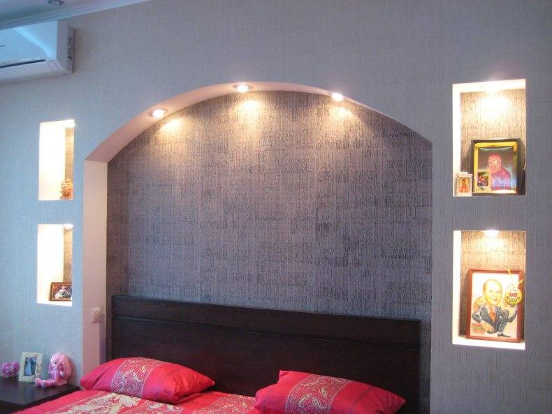 Ниши из гипсокартона (69 фото): как сделать своими руками в стене со светодиодной подсветкой для штор