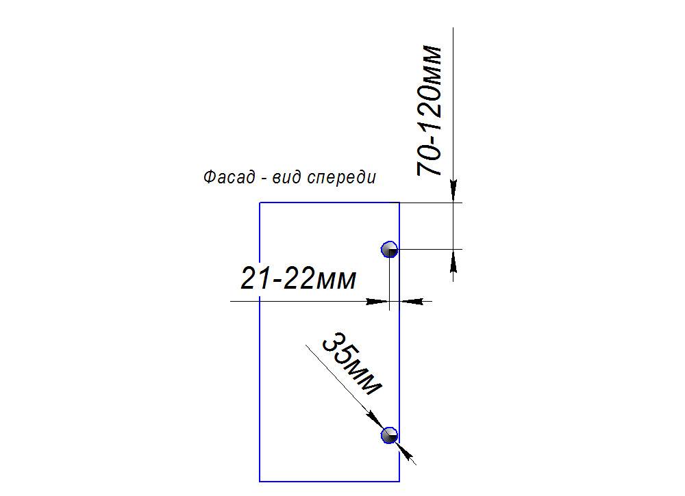 Схема установки петель на фасады