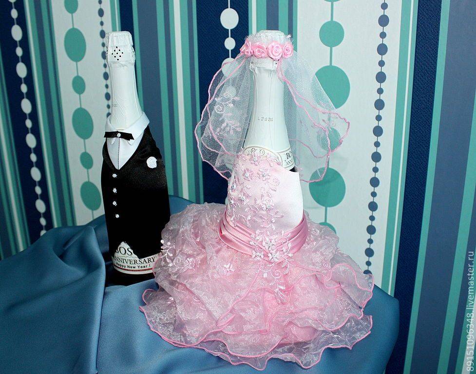 Шампанское на свадьбу "жених и невеста" - коробочка идей и мастер-классов