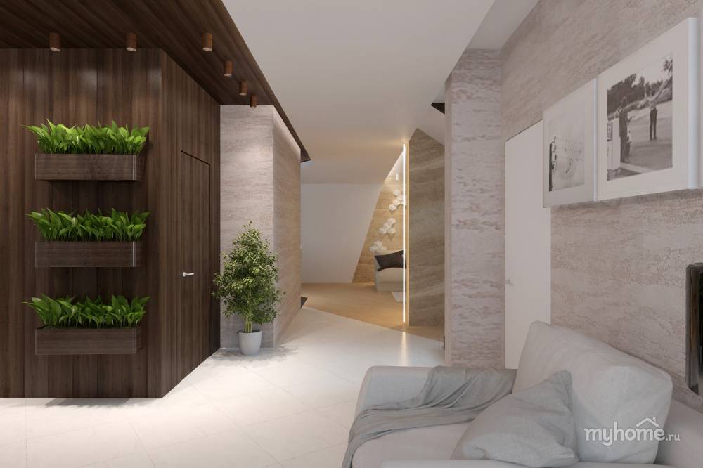 Дизайн холла (96 фото): интерьер в квартире и на втором этаже в частном доме, идеи по оформлению пола плиткой и стен обоями