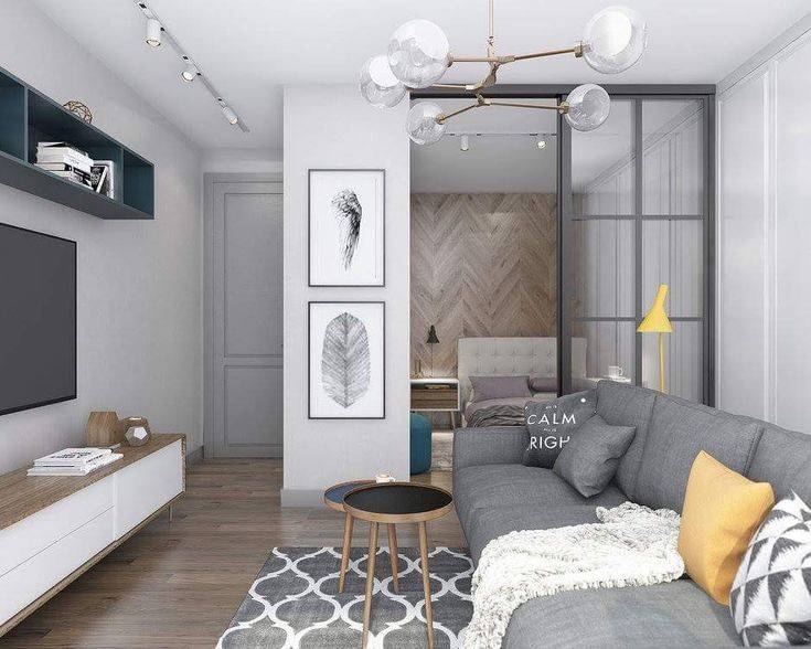 Дизайн 1-комнатной квартиры площадью 40 кв. м с выделенным спальным местом