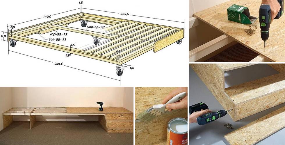 Кровать подиум с ящиками своими руками: инструкция по сборке