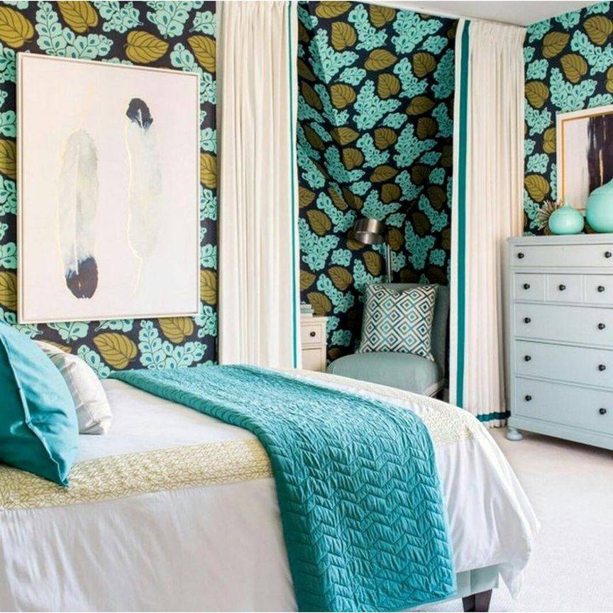 Бирюзовая спальня: варианты оформления с фото примерами, свежие идеи сочетания бирюзового цвета в дизайне интерьера