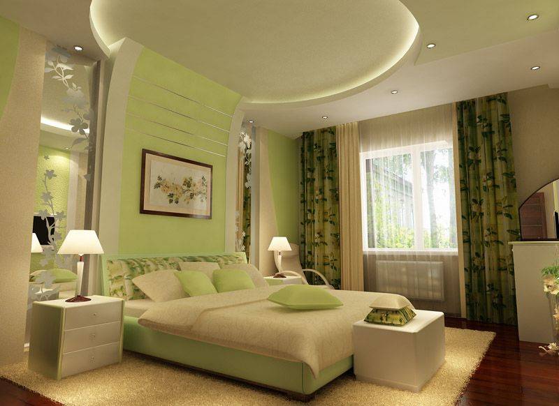 Дизайн спальни в зеленых тонах