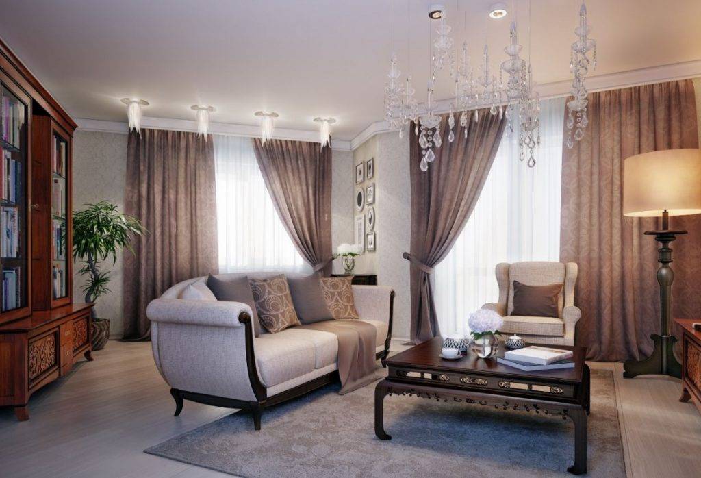 Правила выбора дизайна и стиля штор в интерьере гостиных комнат