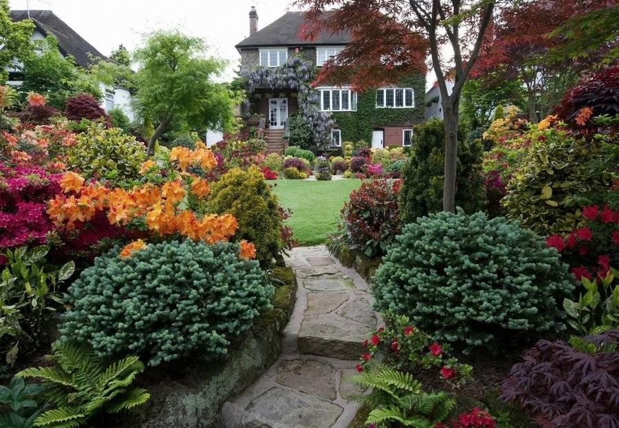 Как красиво посадить цветы в палисаднике перед домом: идеи для ландшафтного дизайна
 - 46 фото