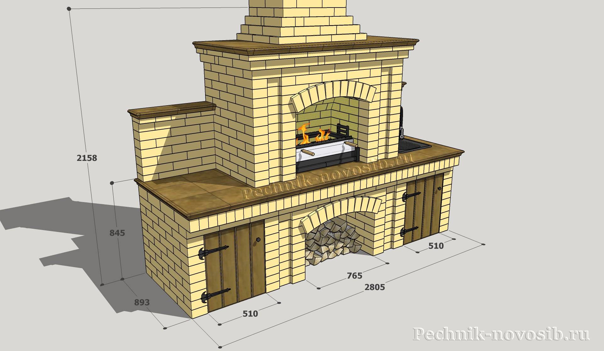 Кирпичный мангал размеры чертежи