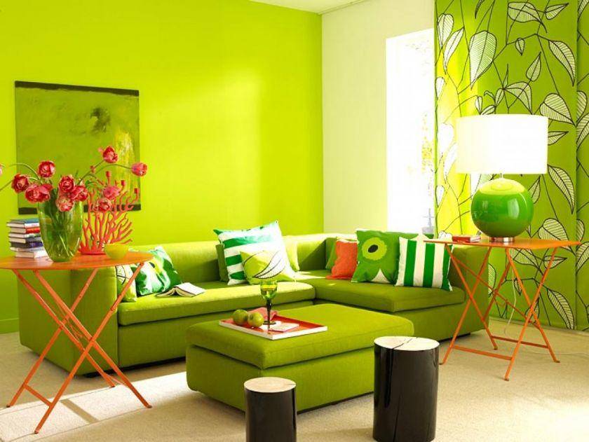 Зеленая гостиная - 75 фото нежного дизайна гостиной с зеленым оттенком