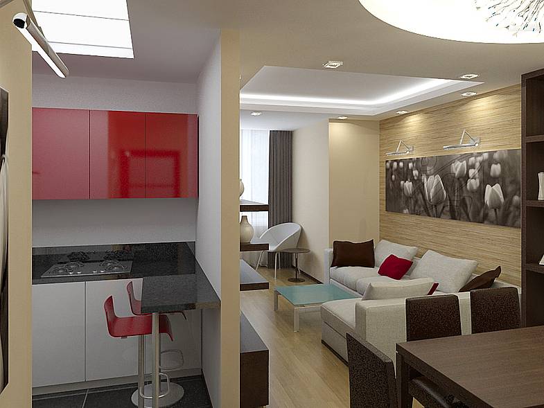 Дизайн интерьера 1-2 комнатной квартиры 45 кв м