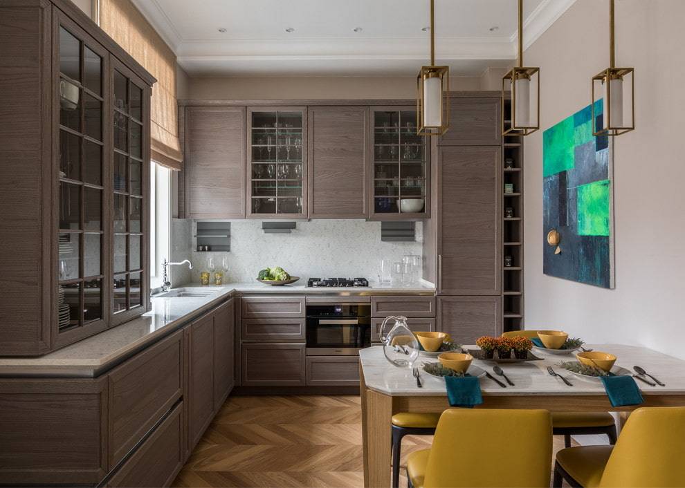 Дизайн кухни 9 кв м с балконом, холодильником и диваном: проект планировки в современном стиле
 - 39 фото