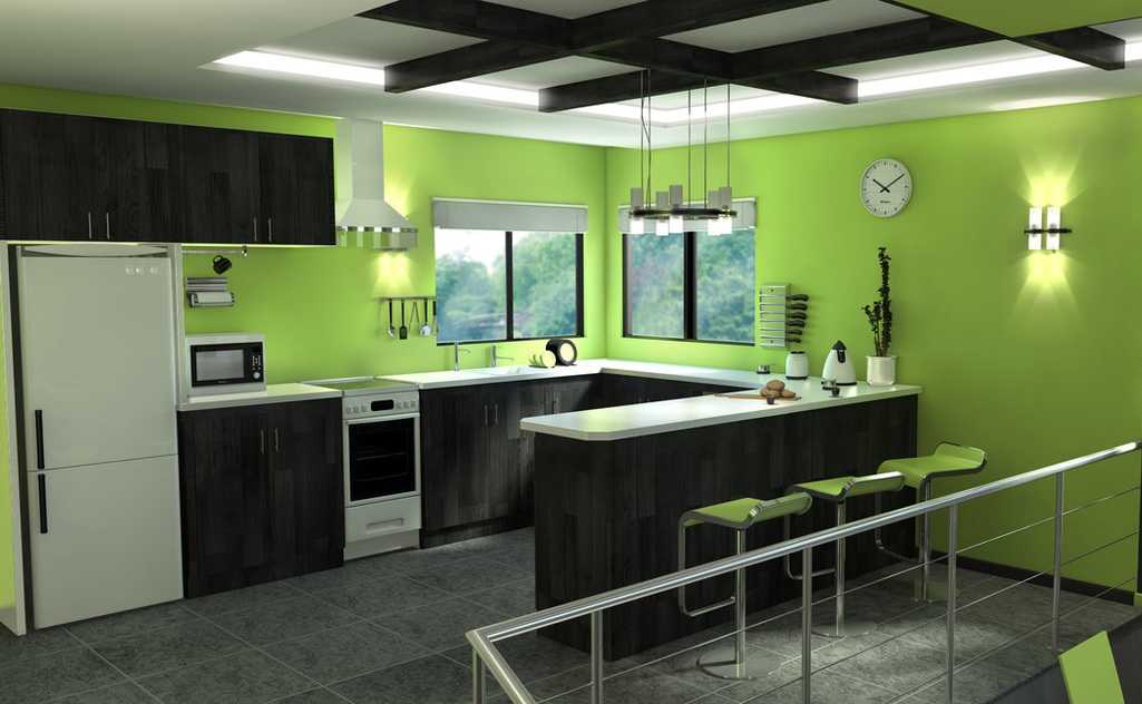 Дизайн зеленой кухни: реальные интерьеры