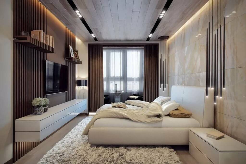 Дизайн спальни 20 кв. м + 70 фото идей планировки и интерьера
