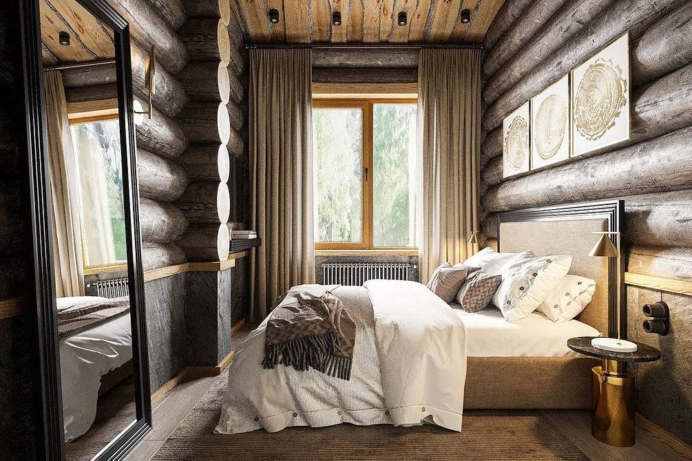 Дизайн красивой спальни в частном доме