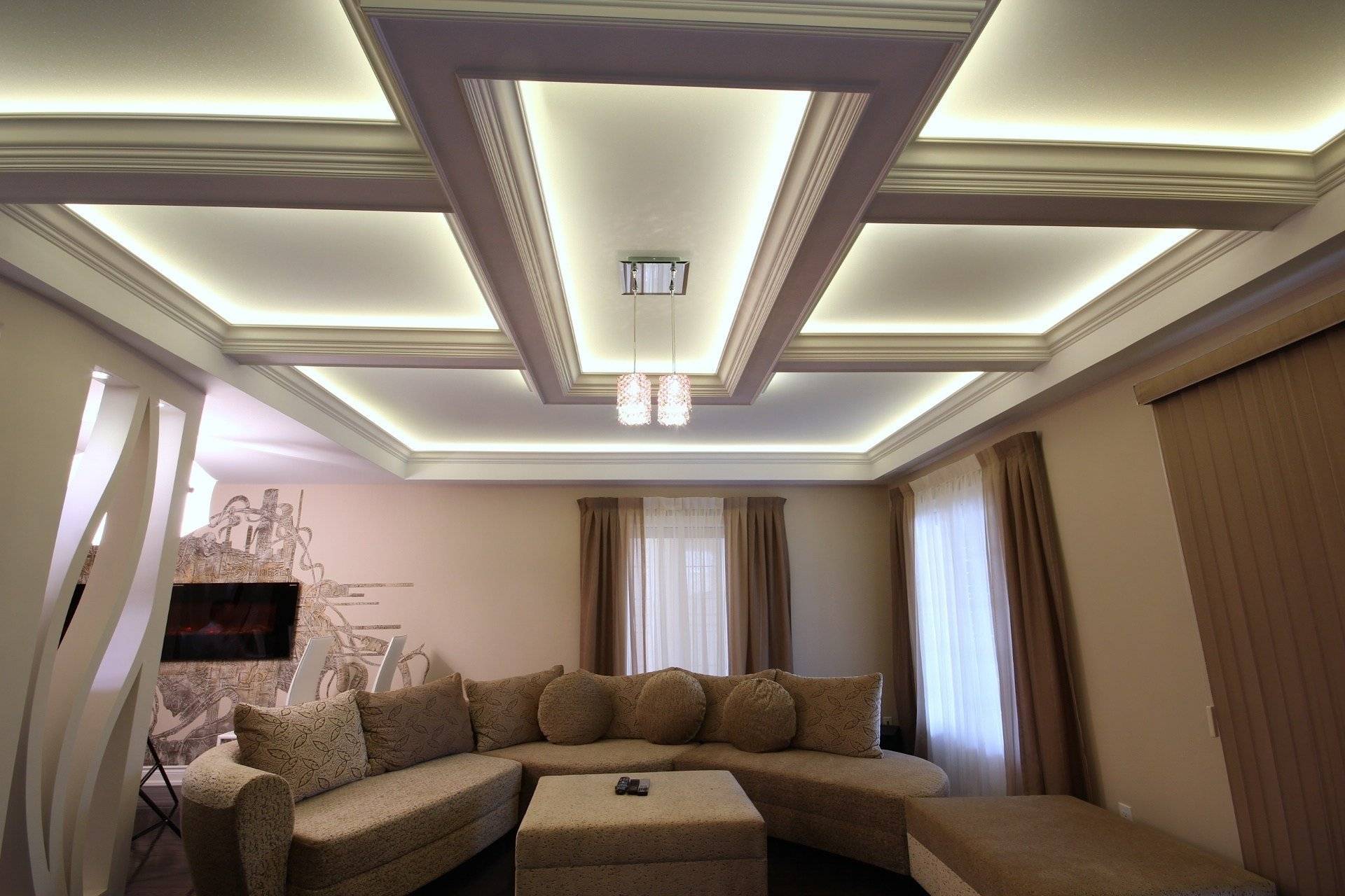 Потолок из гипсокартона с подсветкой своими руками + чертежи, фото