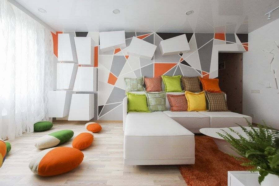Обои для стен с геометрическим рисунком в интерьере: геометрия в квартире своими руками, преимущества и особенности выбора орнамента для маленького или большого пространства