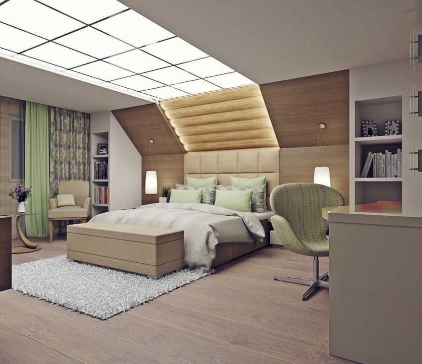 Спальня на мансарде — лучшие варианты дизайна, зонирования и планировки (135 фото)