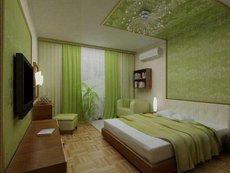 Зеленая спальня (63 фото): дизайн интерьера с сочетанием темно-зеленых тонов, значение цвета