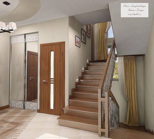 Дизайн холла с лестницей на второй этаж