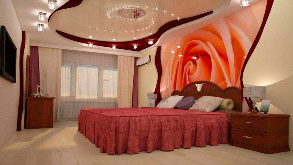 Дизайн потолка в спальне +70 фото идей оформления