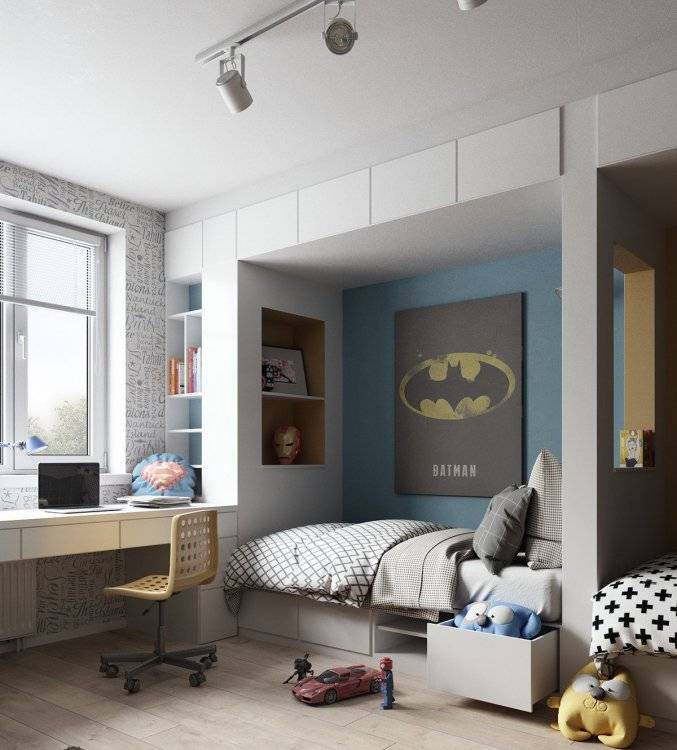 Комната для мальчика 3-10 лет: дизайн интерьера детской спальни, идеи оформления
 - 56 фото