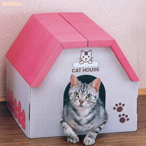 Домик для кошки из картонной коробки своими руками: простые, многоярусные или утепленные домики