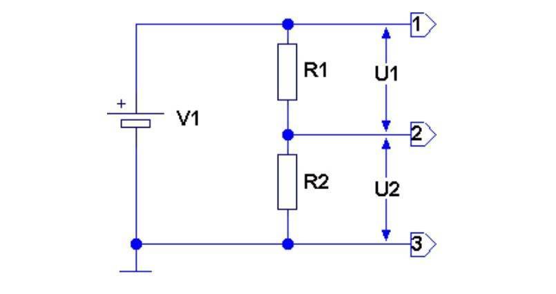 Делитель напряжения на резисторах. Схема резистивного делителя напряжения. Делитель напряжения схема включения. Формула делителя напряжения на резисторах. Схема широкополосного делителя напряжения.
