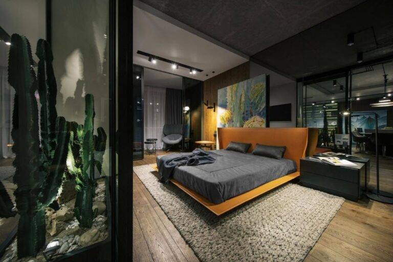 Дизайн комнаты для молодого человека в современном стиле: мужская спальня для парня, юноши 18-20 лет со шторами
 - 29 фото