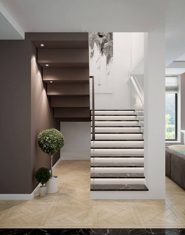 Интересные варианты дизайна холла с лестницей в частном доме — освещаем подробно
