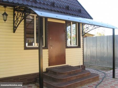 Козырьки (114 фото): дизайн навеса над крыльцом и входом частного дома, навесные конструкции над входной дверью