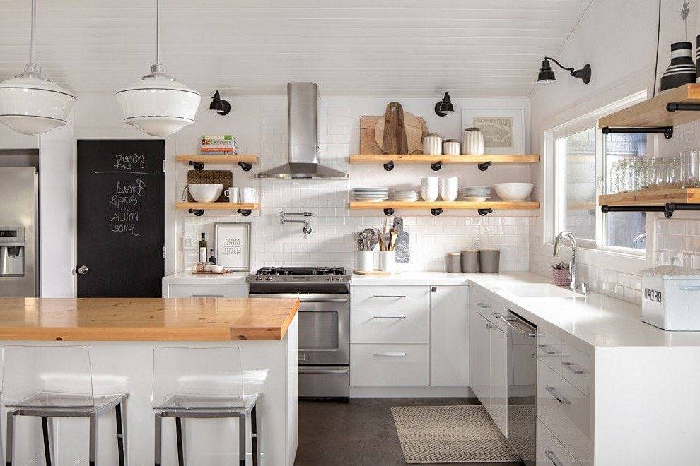 Кухня без верхних шкафов: 75 потрясающих идей