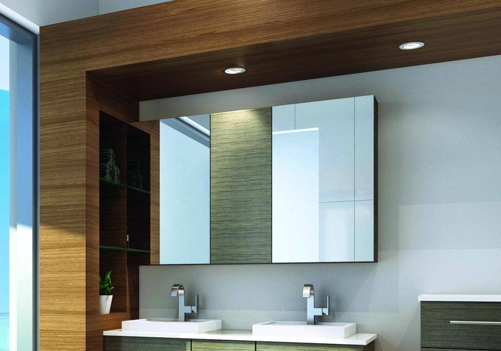 Зеркало-шкаф для ванной комнаты с подсветкой: зеркальные навесные 60 см, 80 см и 100 см, со светильником и розеткой, другие варианты