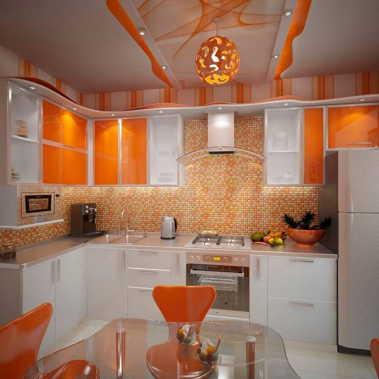 Дизайн оранжевой кухни +75 фото примеров