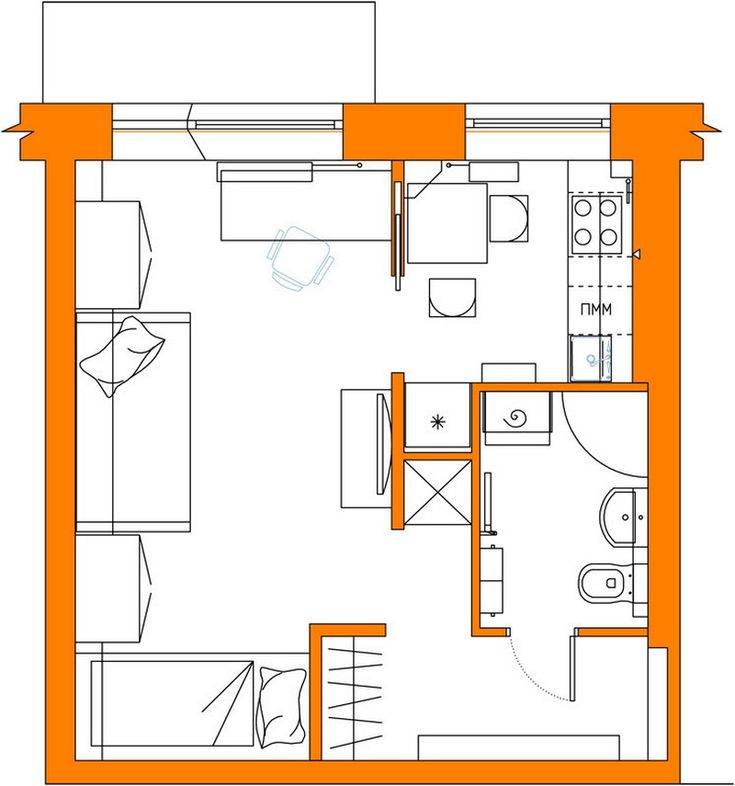 Дизайн двухкомнатной «хрущевки» площадью 43 кв.м (127 фото): ремонт кухни и зала в квартире площадью 44 кв. м.