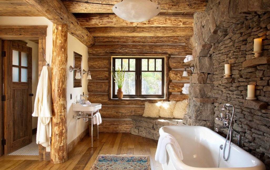 Ванная комната в деревянном доме (97 фото): дизайн и отделка душевой в доме из бруса, интересные решения для интерьера, варианты обустройства