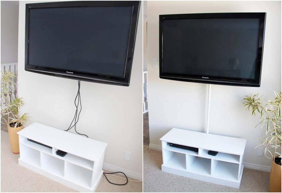 Как повесить телевизор на стену с кронштейном и спрятать провода?