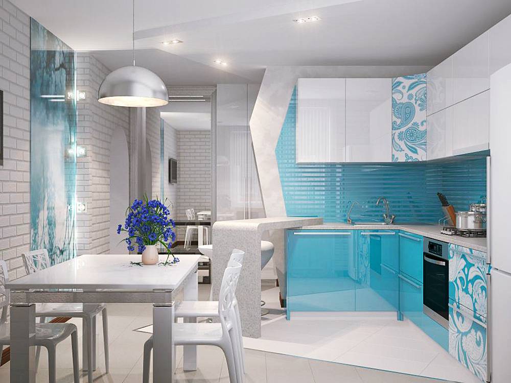 Синяя кухня: сочетание цвета, фото реальных и нтерьеров