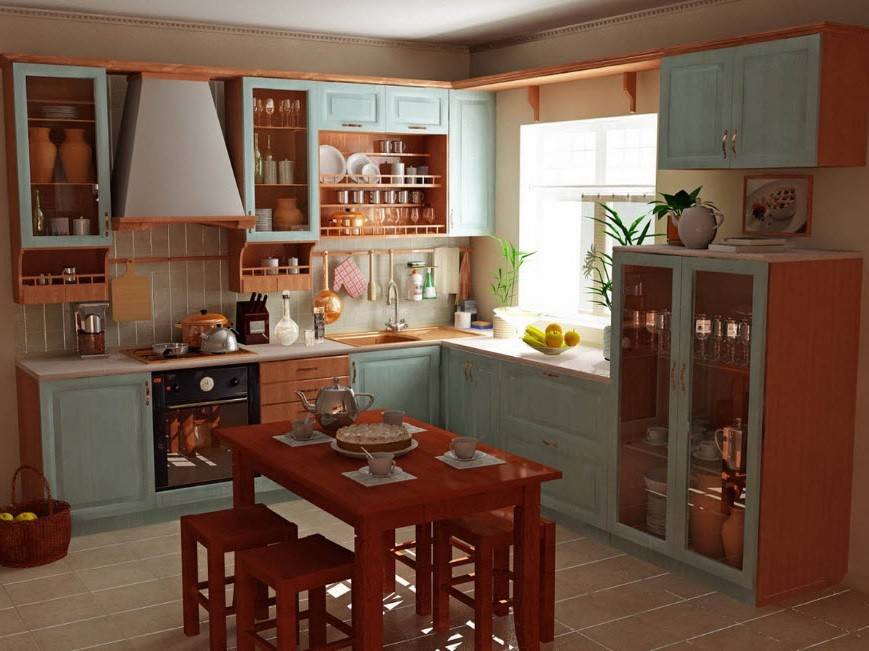 Кухня в стиле кантри, дизайн современного интерьера в деревенском стиле, выбор палитры, отделки и мебели - 23 фото