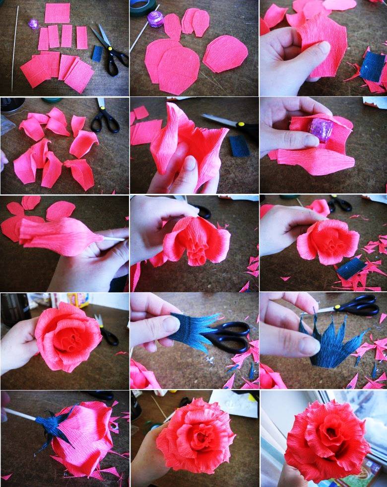 Розы из гофрированной бумаги: пошаговая инструкция по созданию букетов с конфетами