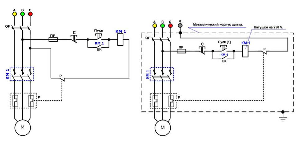 Электрическая схема магнитный пускатель