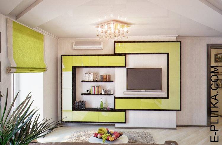 Современные стенки в гостиную (модульная, прямая, угловая, со шкафом) + 370 фото