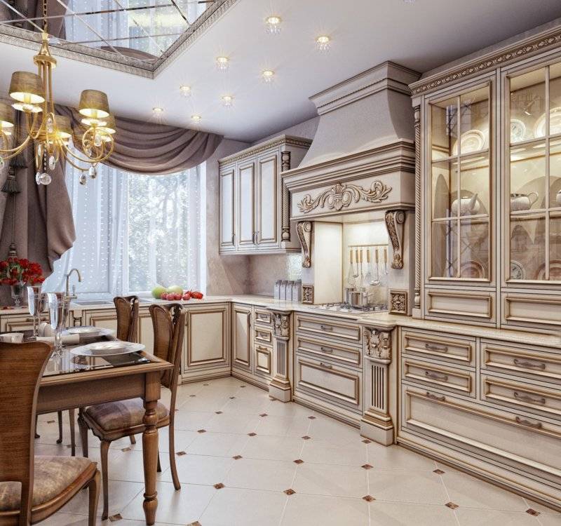 Белая кухня в стиле классика (41 фото): классический интерьер в современном стиле, дизайн кухонного гарнитура с золотом в интерьере черно-белого цвета