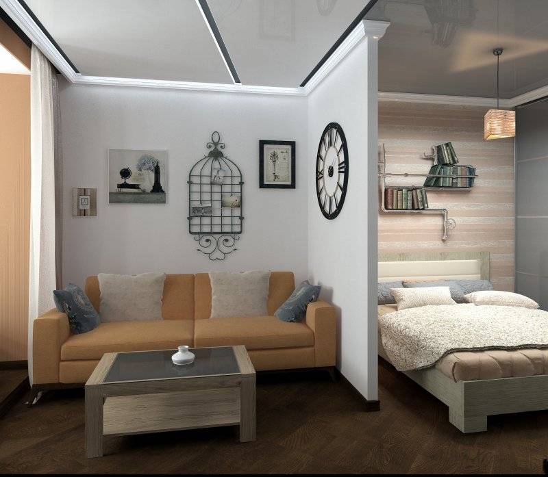 Дизайн спальни и гостиной в одной комнате. фото интерьеров в современном стиле