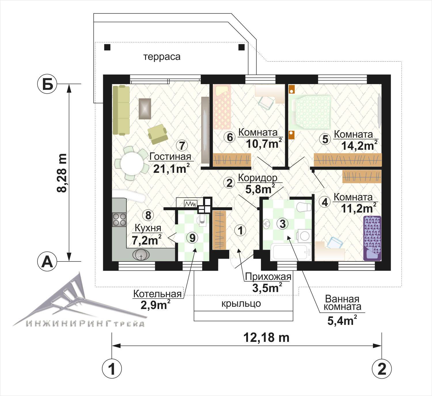 Проекты одноэтажных домов с тремя спальнями. удачные планировки
