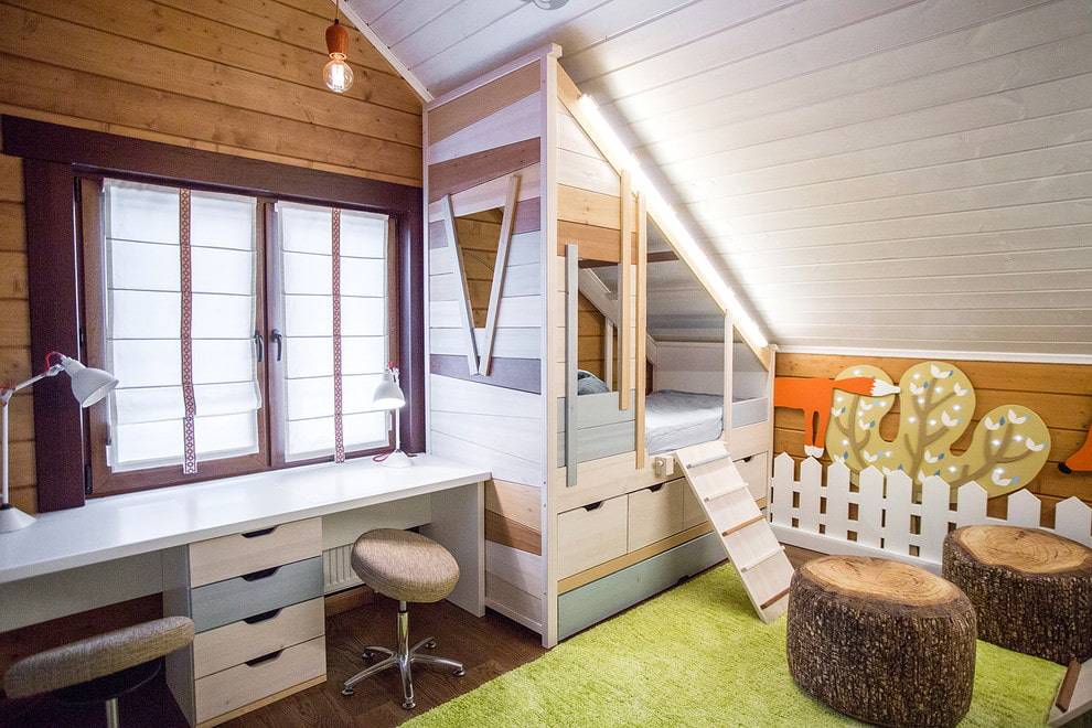 Оформление дизайна детских комнат в деревянных домах