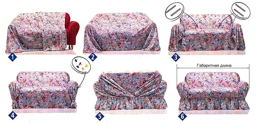 Чехол на диван: шьем самостоятельно — с построением выкройки и без