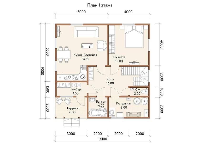 2021 ᐈ ???? (+45 фото) проект дома 8х10 с отличной планировкой одноэтажные
